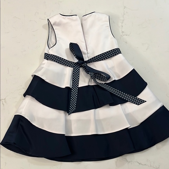 Dorissa Blue and White Sleeveless A-Line Dress - Picture 3 of 9